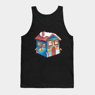 Blue House with Christmas lights Tank Top